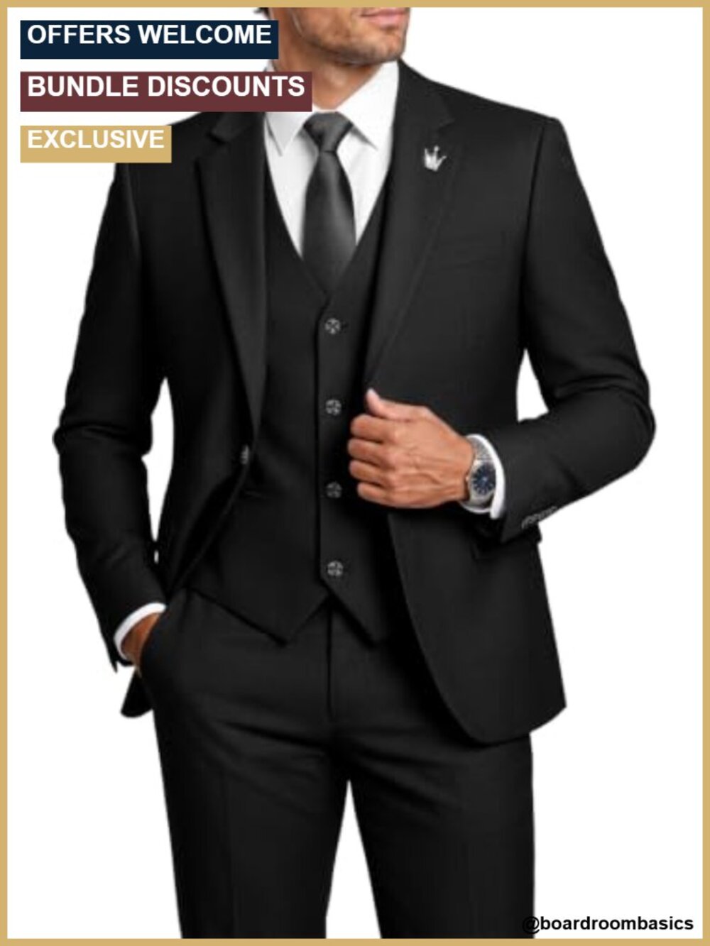 Mens Slim Fit 3 Piece Tuxedo Suit Set Business Wedding